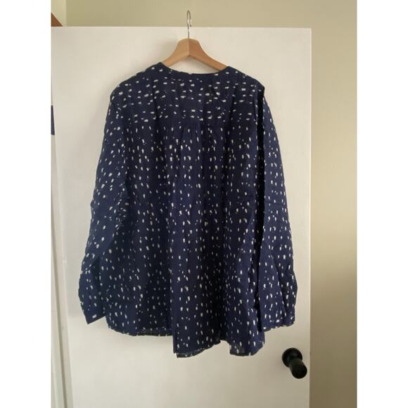 Women's Lane Bryant Size 28 Navy Blue Blouse NWT Boho Coastal Romantic Beachy - Picture 2 of 7
